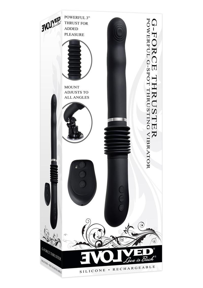 Vibrador recargable de silicona G-Force Thruster con control remoto - Negro