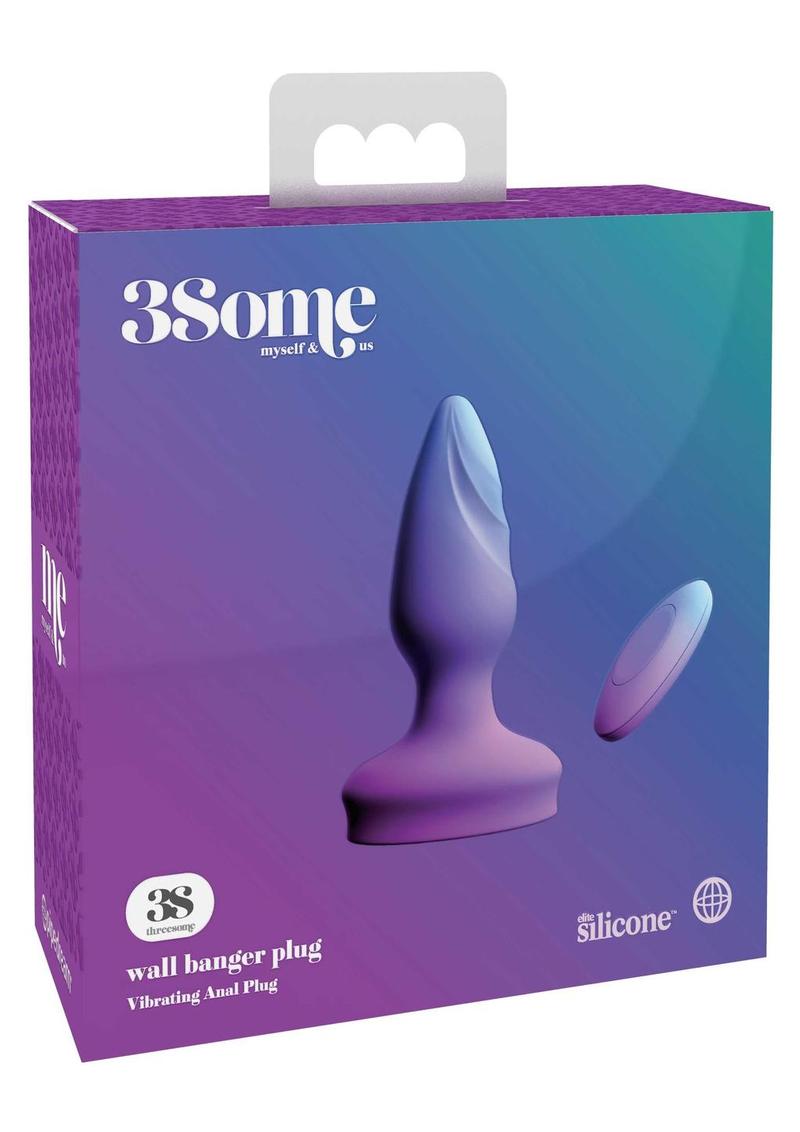 Tapón anal de silicona recargable 3Some Wall Banger con control remoto - Morado