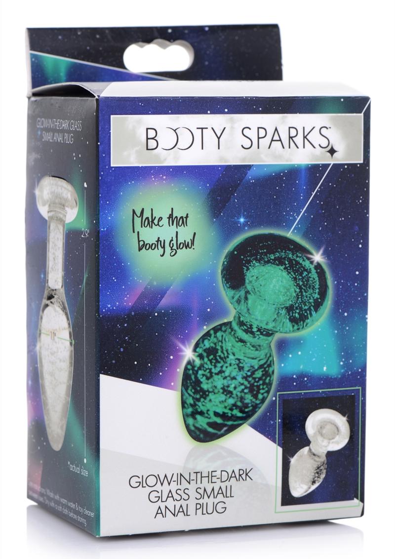 Tapón anal de cristal Booty Sparks que brilla en la oscuridad - Pequeño - Transparente