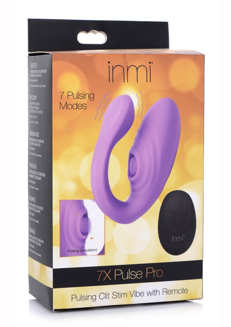 Vibrador de clítoris recargable de silicona Inmi 7X Pulse Pro con control remoto - Morado
