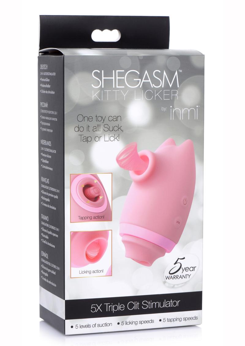 Estimulador de clítoris recargable de silicona Inmi Shegasm Kitty Licker 5X - Rosa