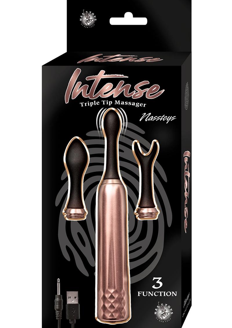 Masajeador intenso de triple punta de silicona recargable - Oro rosa