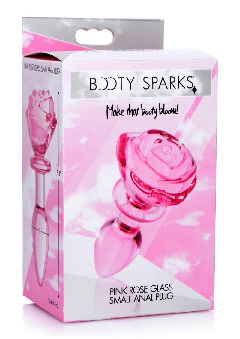 Tapón anal de cristal rosa Booty Sparks Pink Rose - Pequeño - Rosa