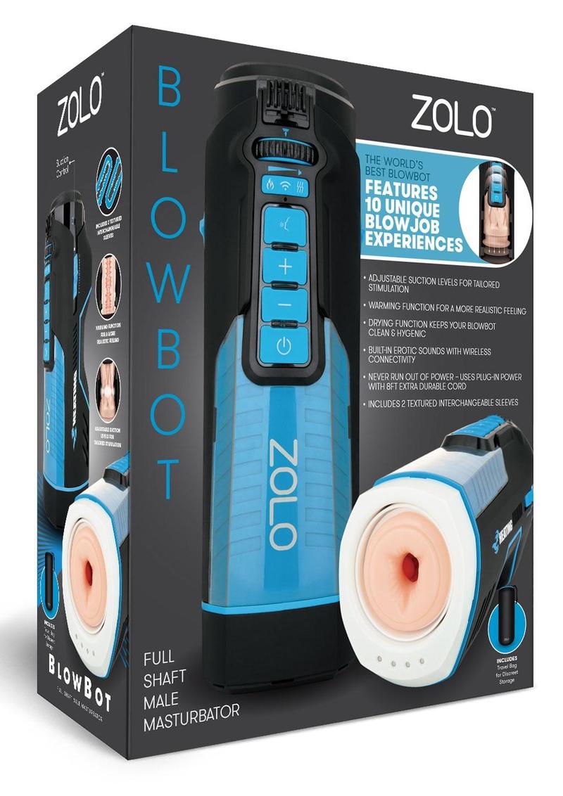 Masturbador masculino ZOLO Blowbot de eje completo - Azul/Negro