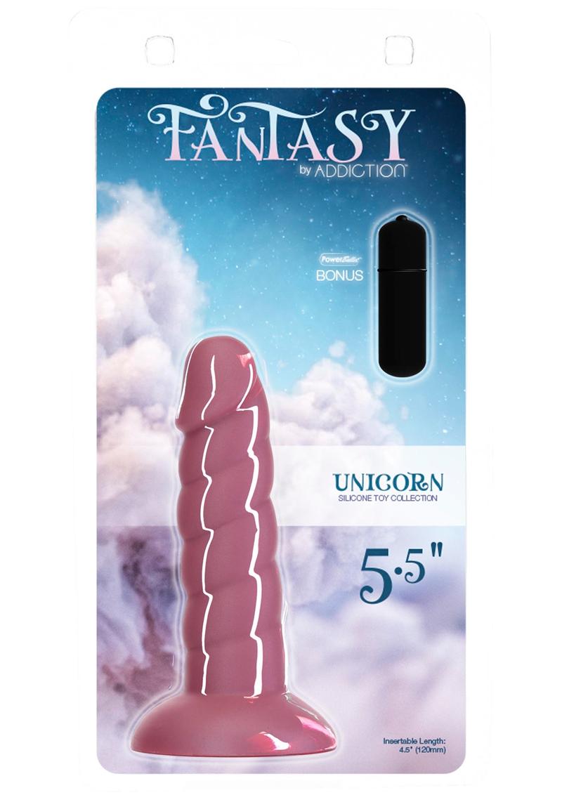 Consolador de silicona Addiction Fantasy Unicorn de 14 cm - Rosa