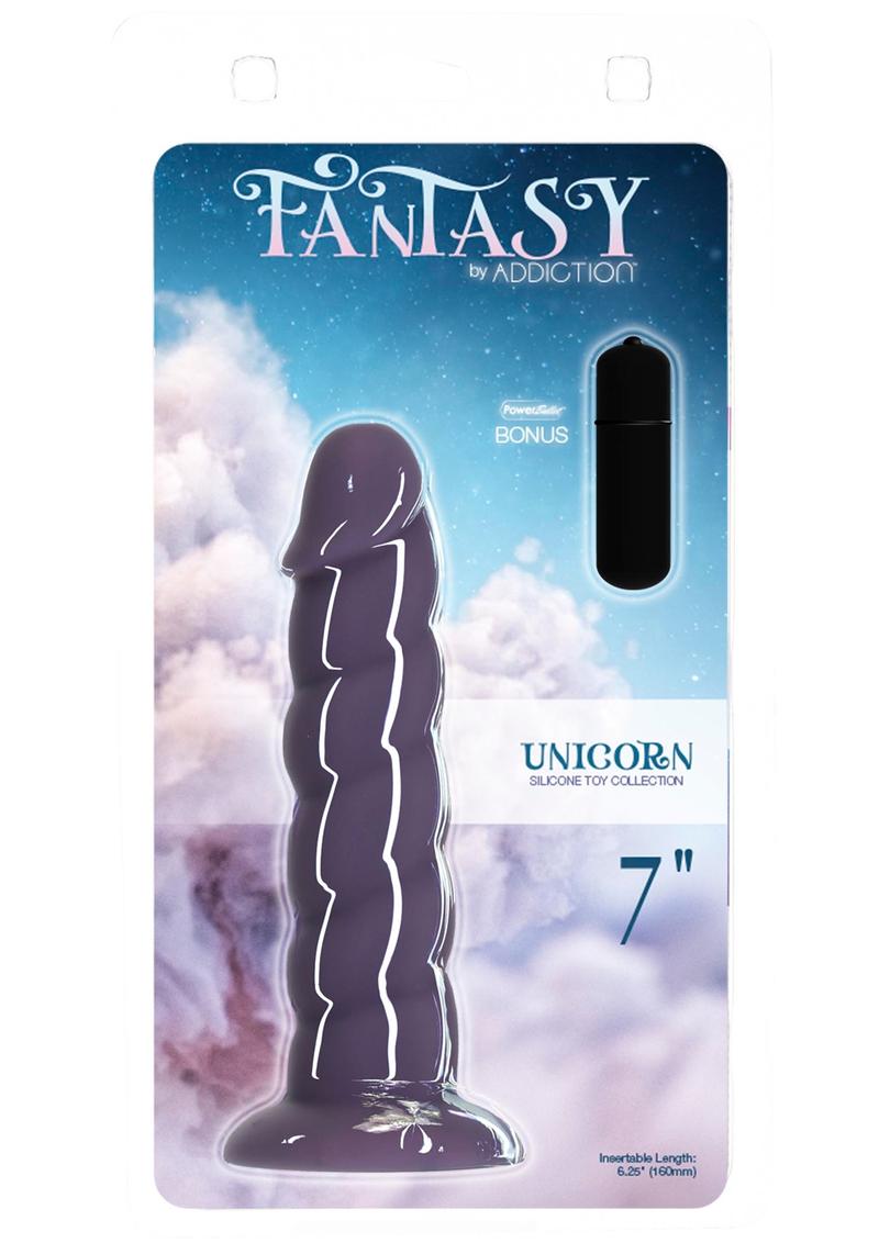 Consolador de silicona Addiction Fantasy Unicorn de 18 cm - Morado