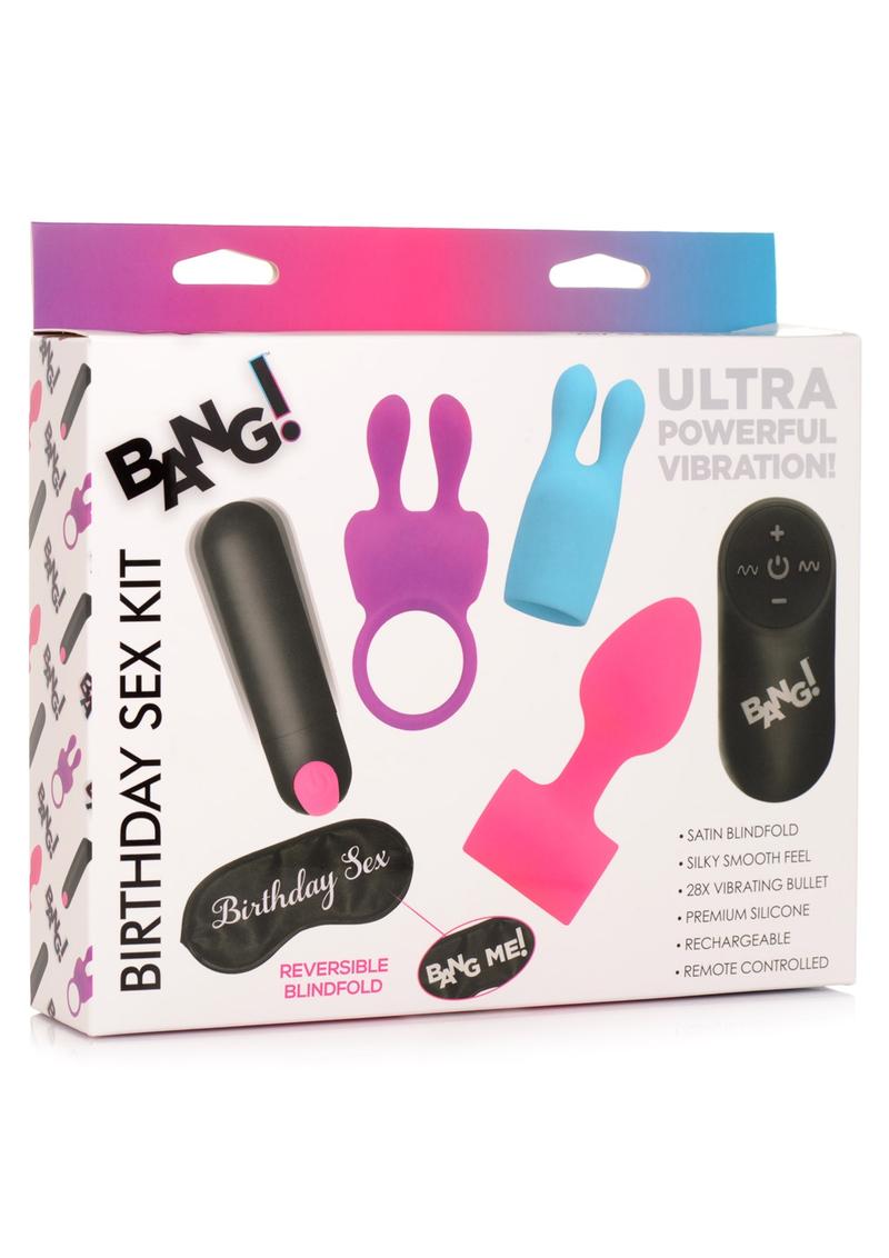 Kit sexual de cumpleaños Bang! con control remoto - Multicolor