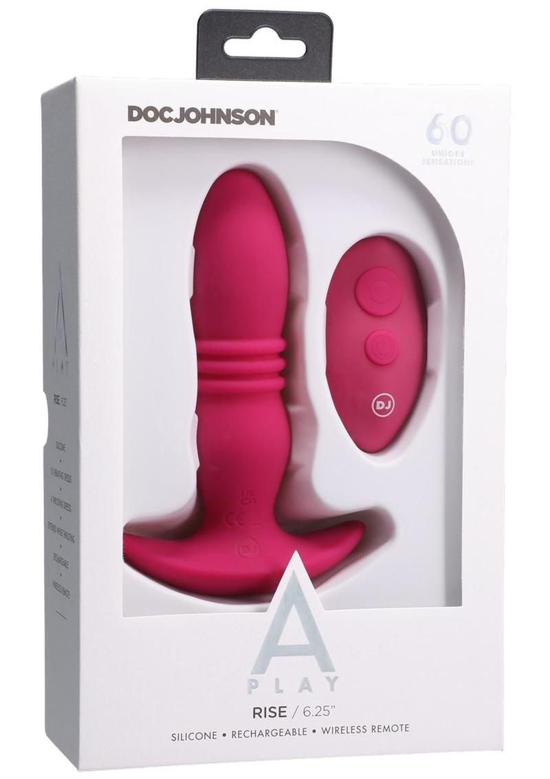 Plug anal recargable de silicona A-Play Rise con control remoto - Rosa