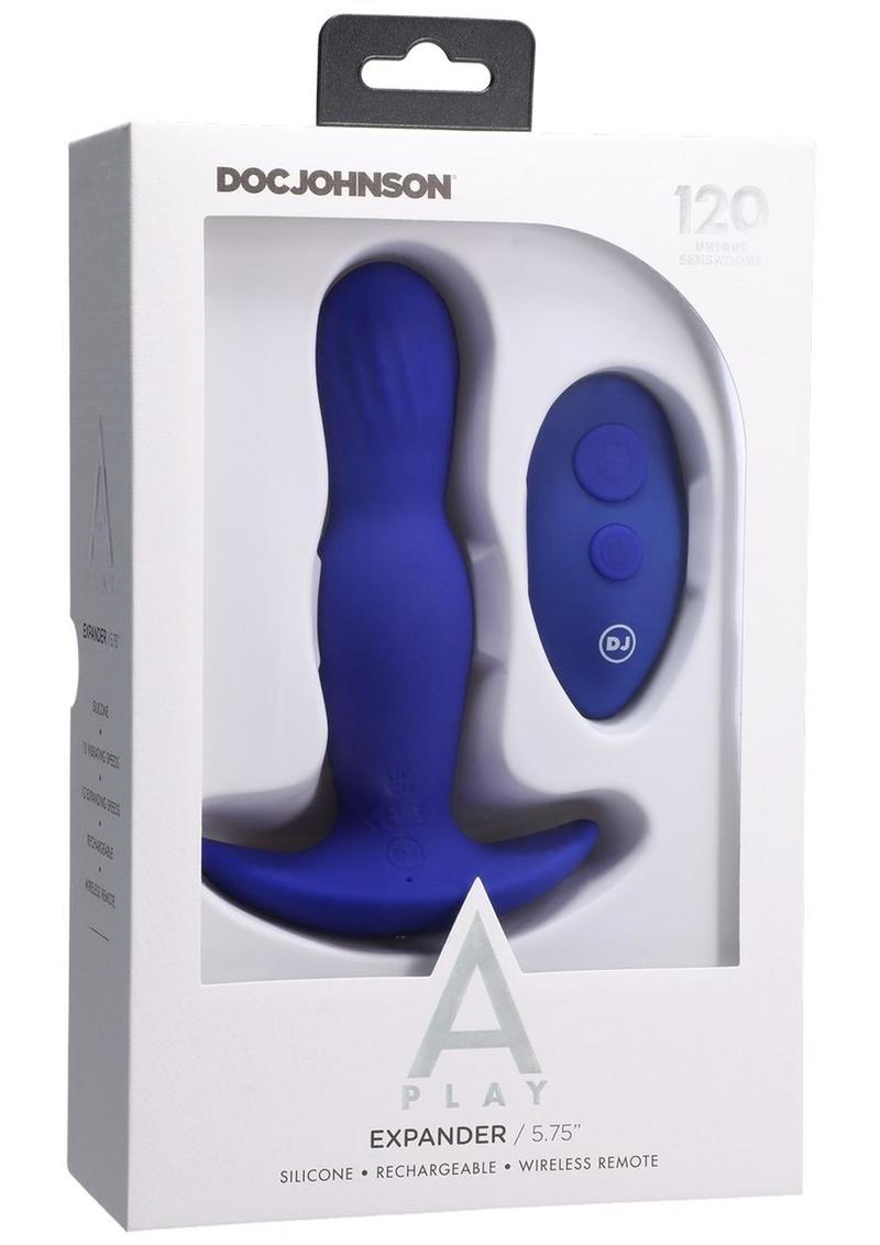 Tapón anal de silicona recargable A-Play Expander con control remoto - Azul