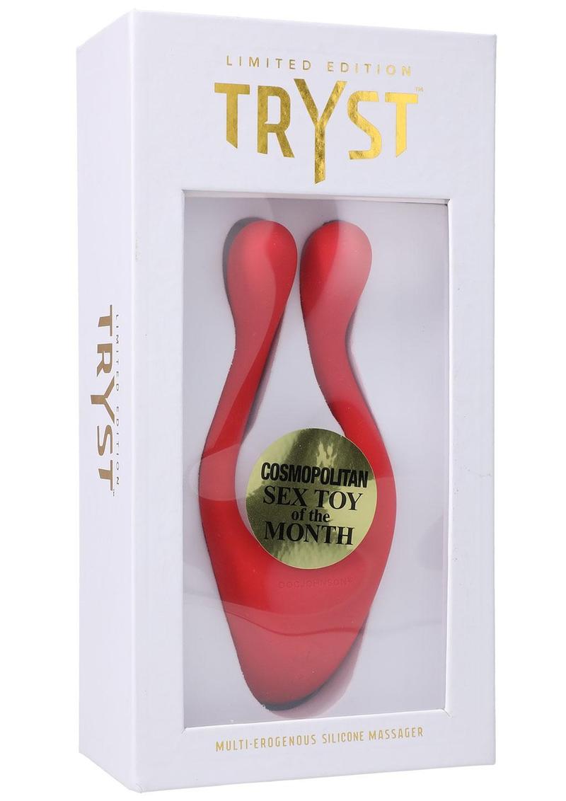 Masajeador de silicona recargable Tryst para múltiples zonas erógenas, edición limitada, rojo