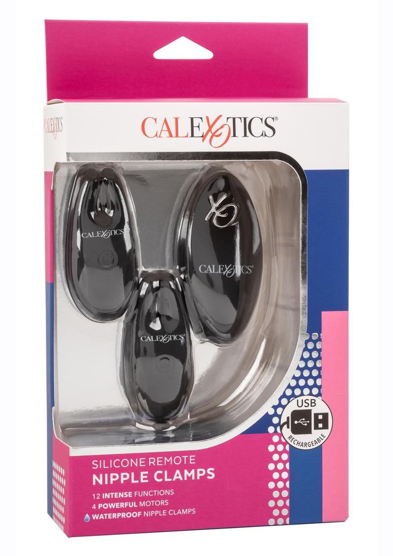 Pinzas de silicona recargables para pezones con control remoto - Negras