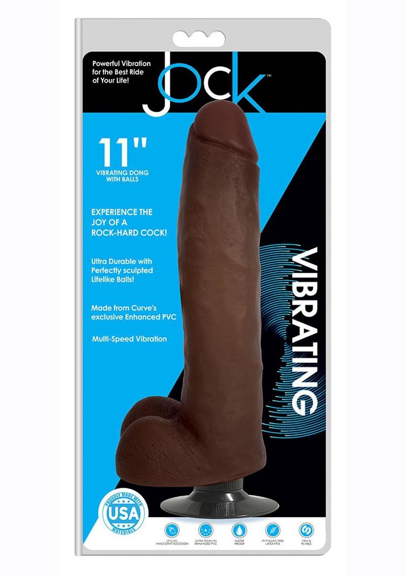 Consolador vibrador JOCK con testículos de 28 cm - Chocolate
