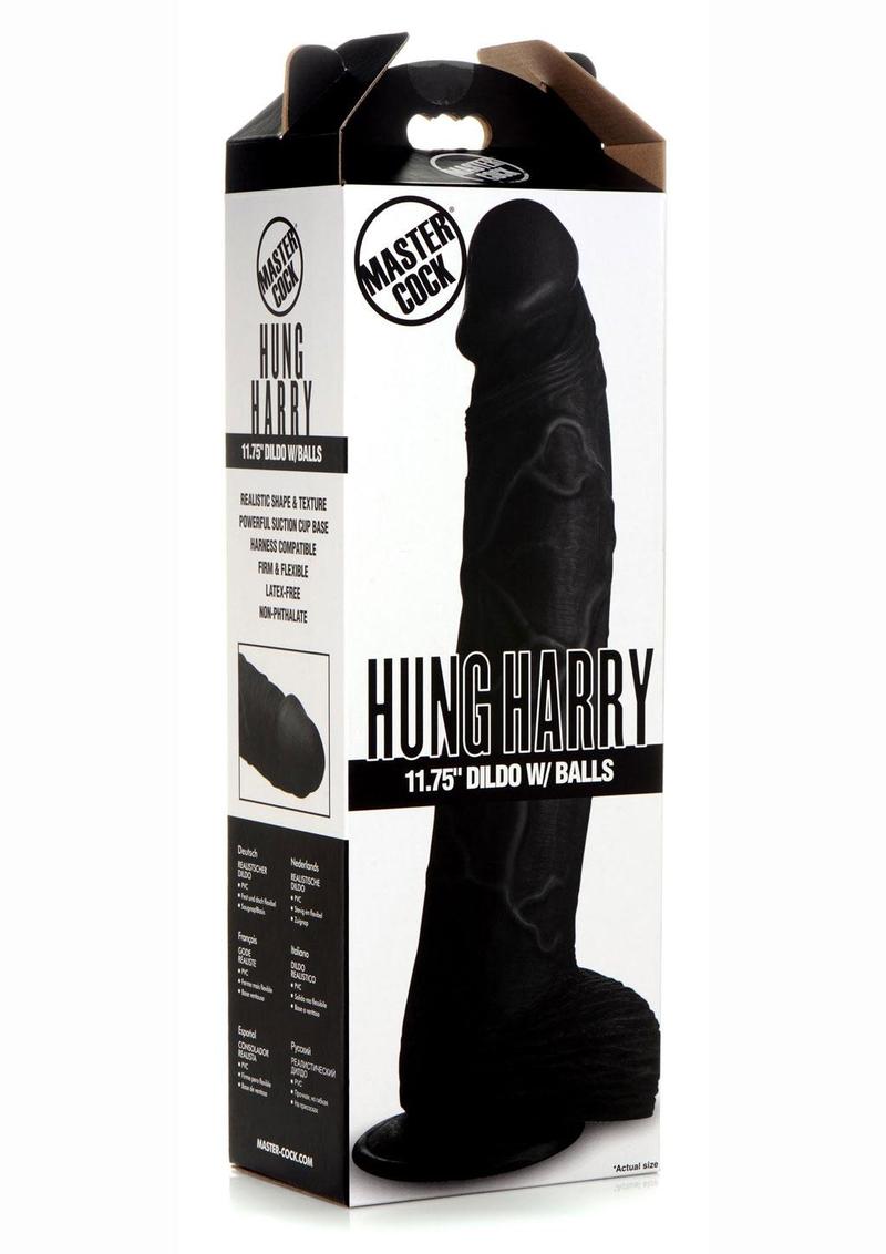 Consolador Master Cock Hung Harry con testículos de 29 cm - Negro