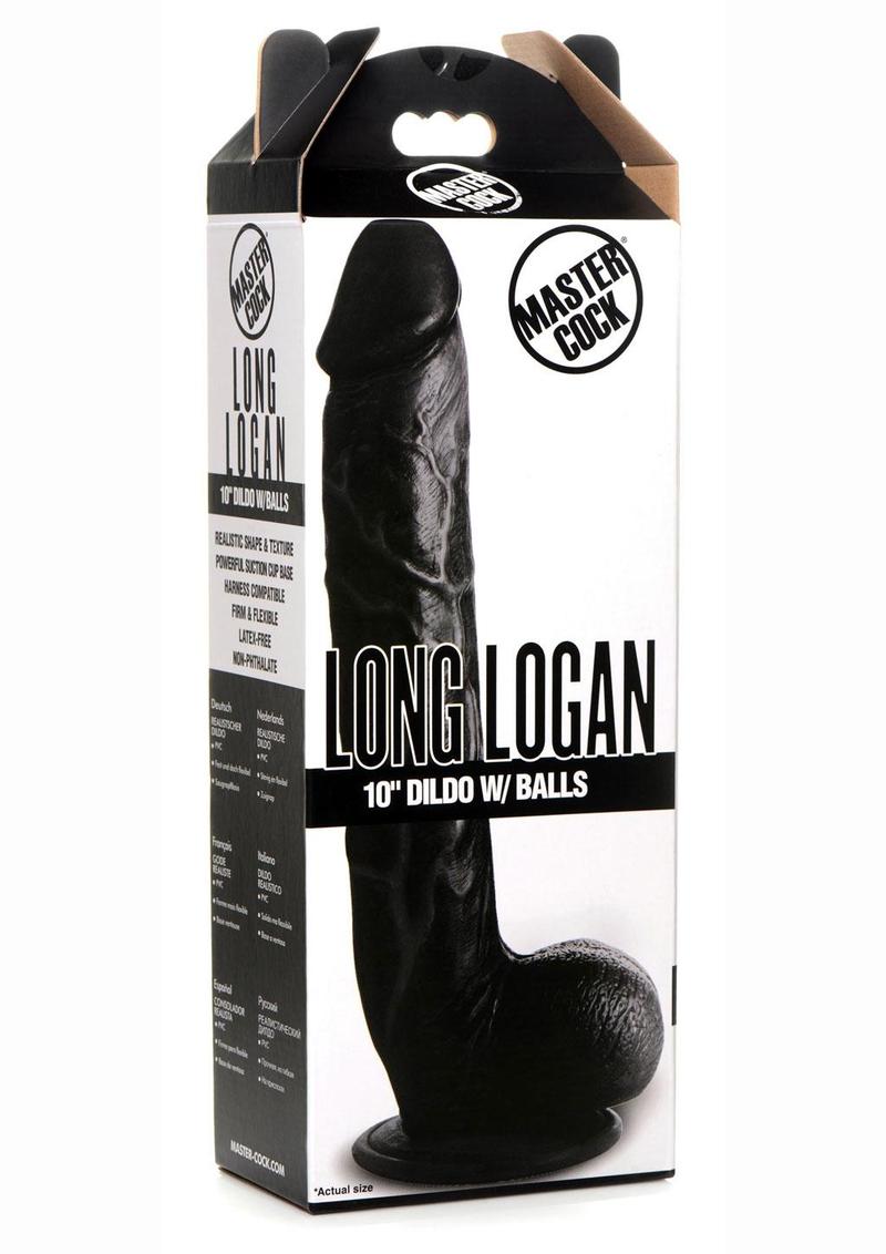 Consolador Master Cock Long Logan con testículos de 25 cm - Negro