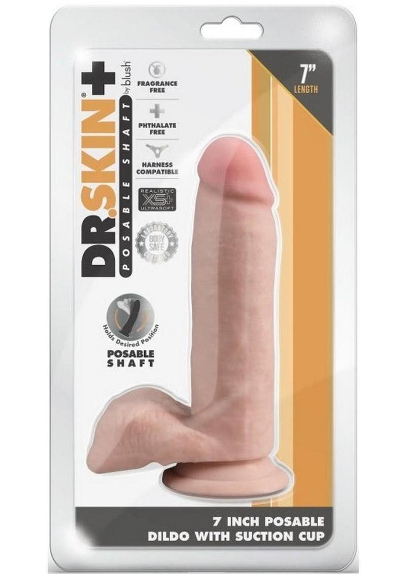 Consolador articulado Dr. Skin Plus Gold Collection con testículos y ventosa de 18 cm - Vainilla