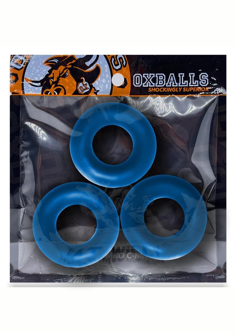Anillo para el pene Oxballs Fat Willy Jumbo (paquete de 3) - Azul espacial