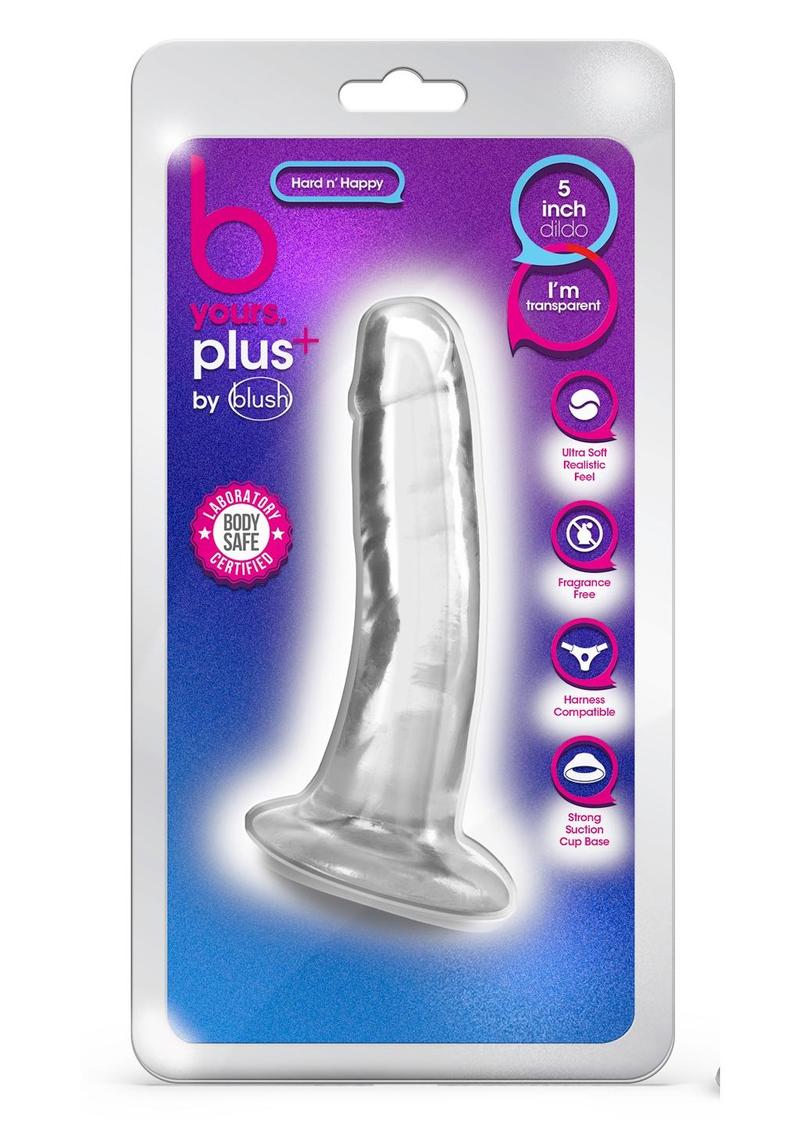 B Yours Plus Hard n' Happy Consolador realista de 5.5 pulgadas - Transparente