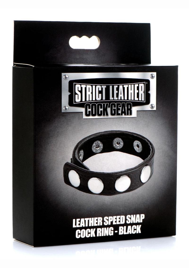 Anillo para el pene Cock Gear de cuero Speed ​​Snap - Negro