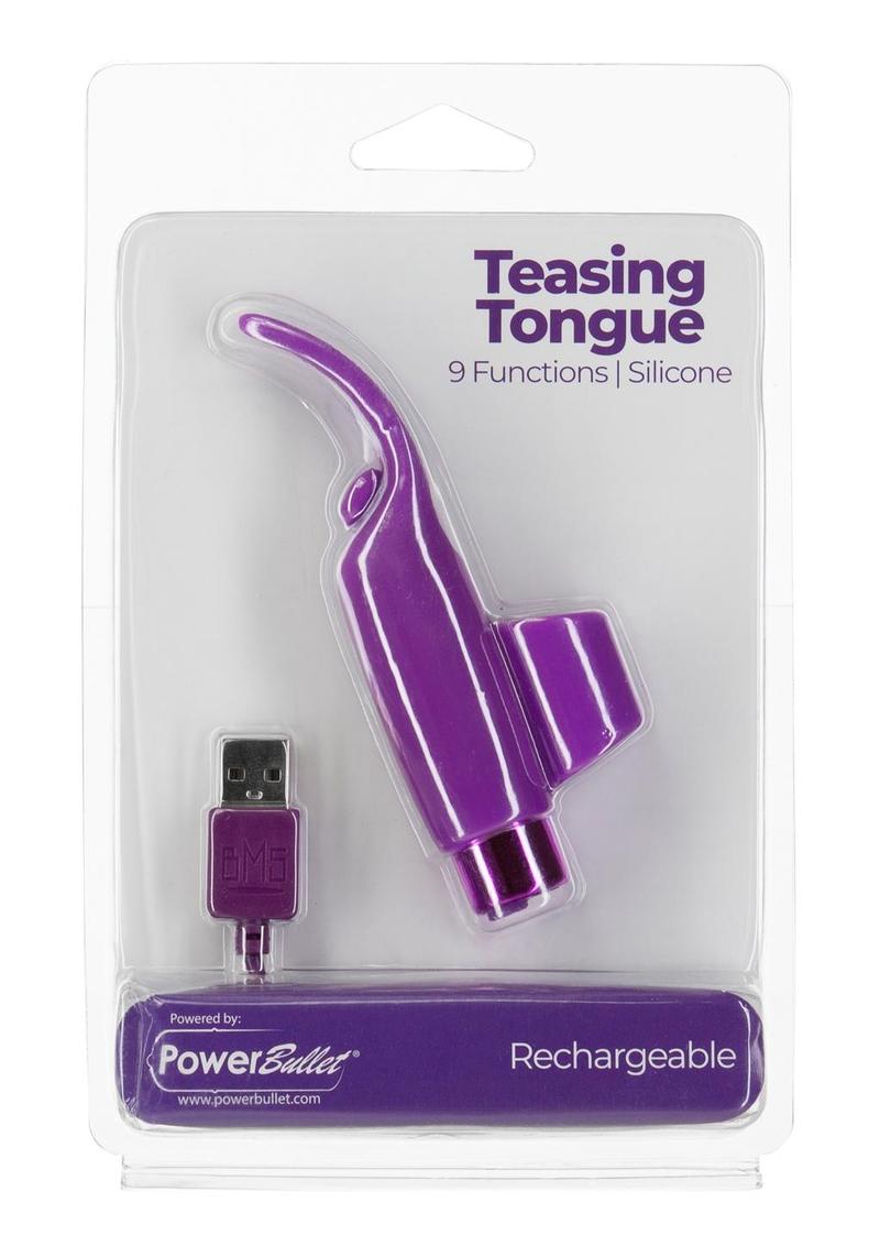Lengua de silicona PowerBullet con mini bala recargable de 6,35 cm - Morado
