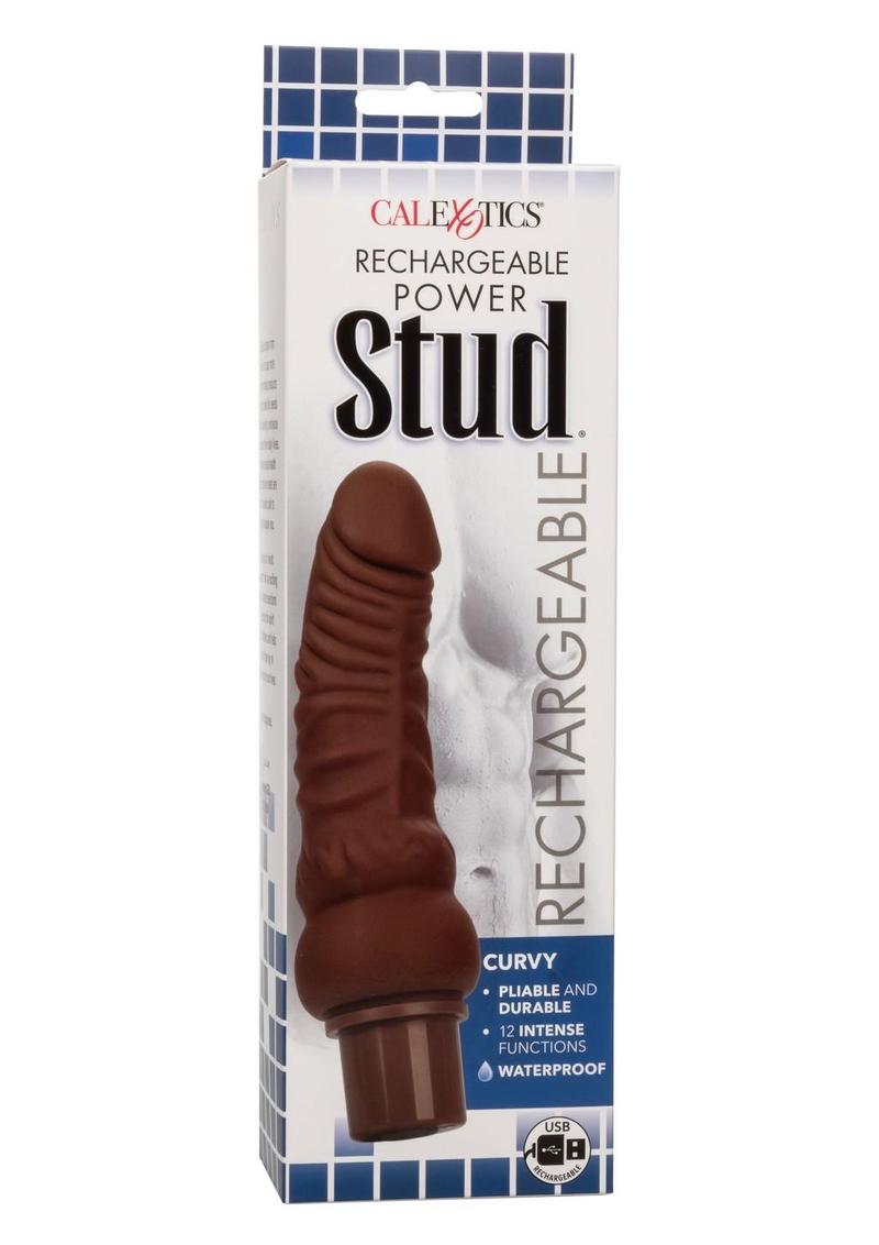 Pene vibrador de silicona recargable Power Stud Curvy - Chocolate