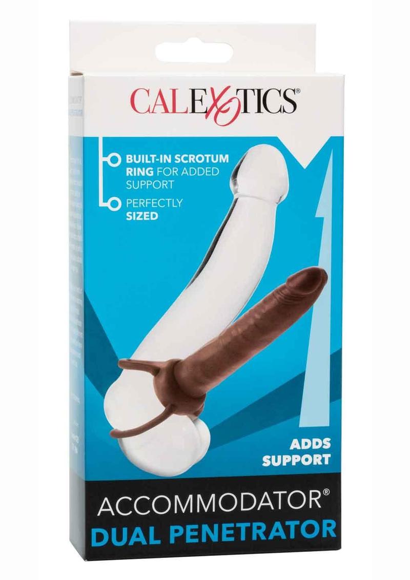 Anillo para el pene con consolador de doble penetración Accommodator - Chocolate