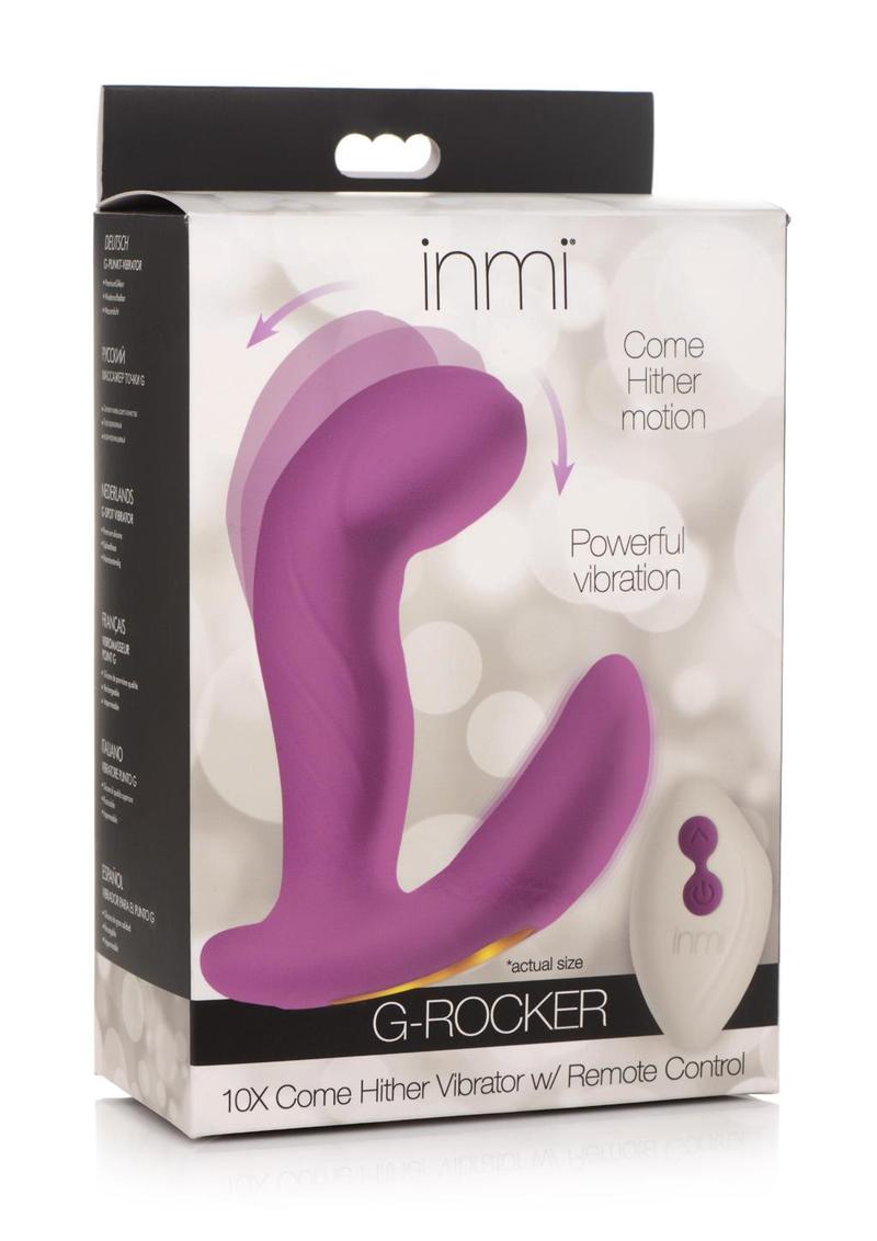 Vibrador de silicona recargable Inmi G-Rocker Come Hither con control remoto - Morado