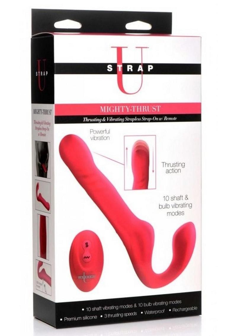 Strap U Mighty-Thrust - Arnés vibrador sin tirantes con control remoto - Rosa