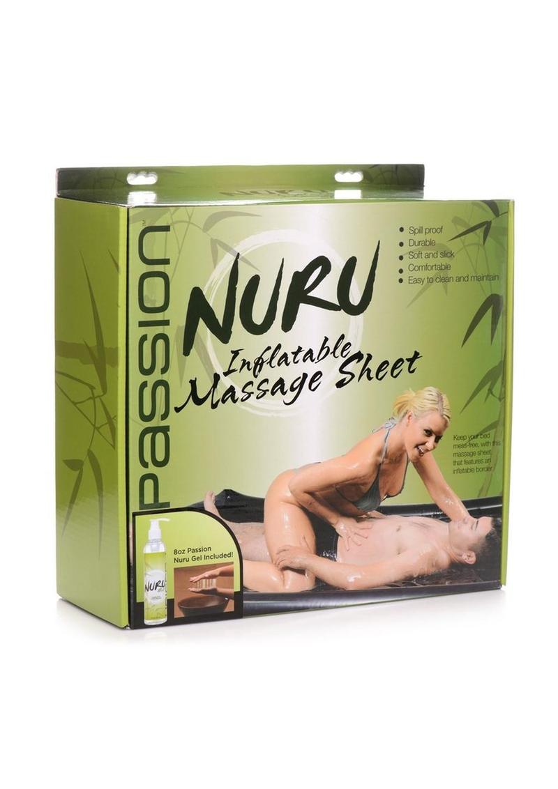 Kit de sábana y gel de masaje inflable Passion Nuru - Negro