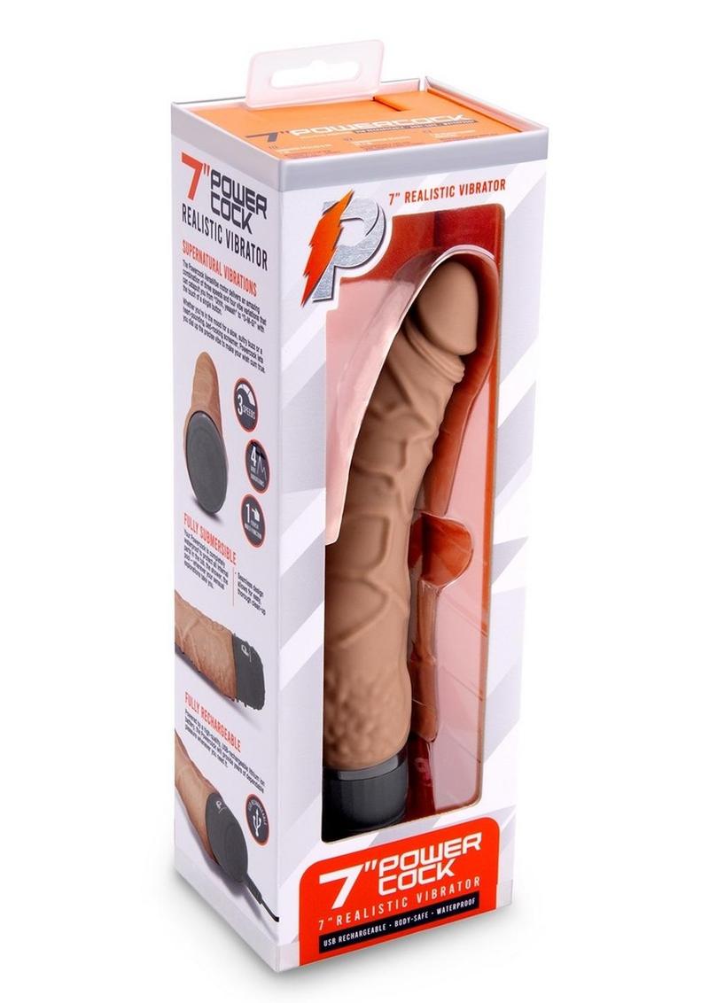 Vibrador realista de silicona Powercocks de 18 cm - Caramelo