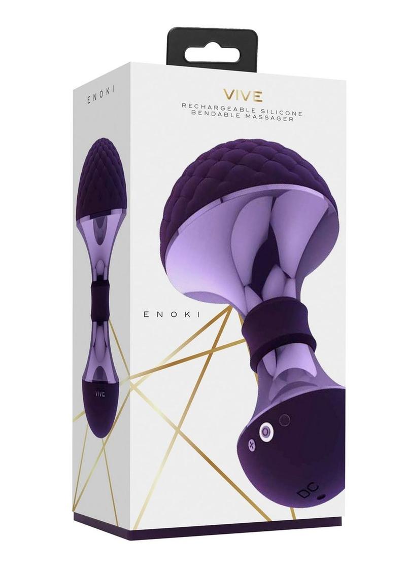 Masajeador flexible de silicona recargable Vive Enoki - Morado