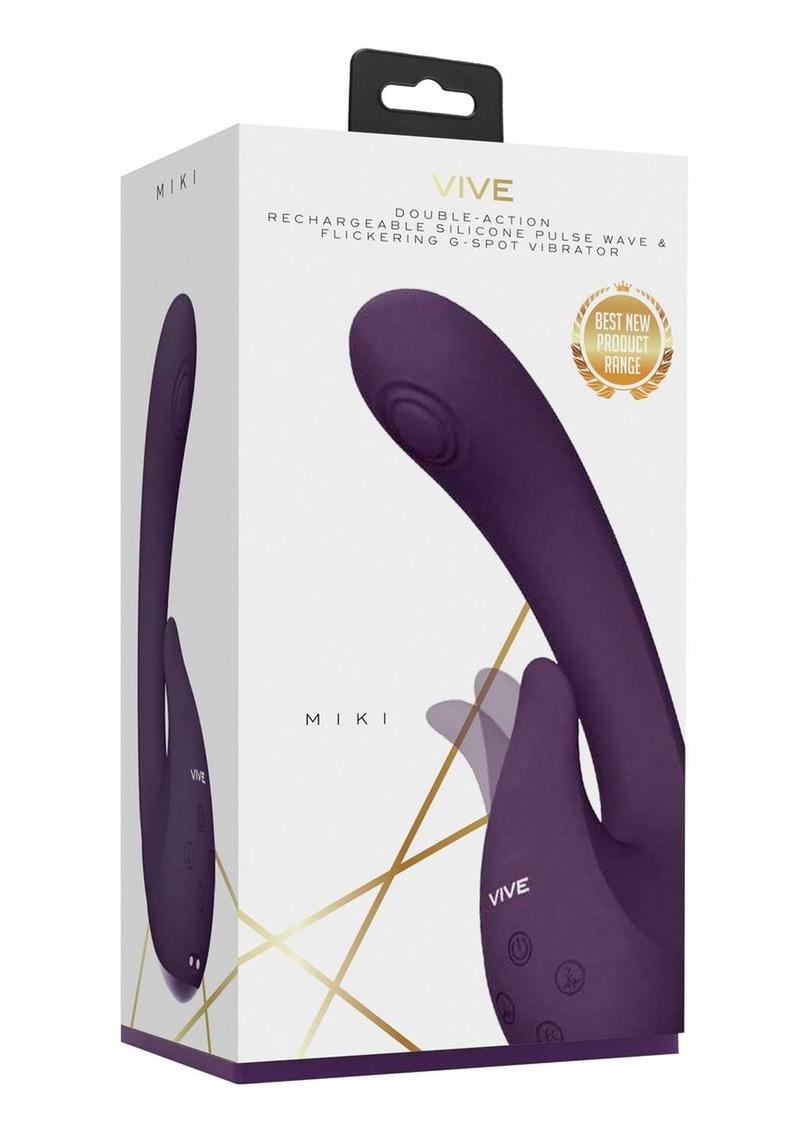 Vibrador recargable de silicona Vive Miki con ondas de pulso y parpadeo para el punto G - Morado
