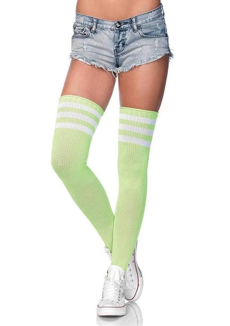 Leg Avenue Athlete Thigh Hi con parte superior de 3 rayas - OS - Verde