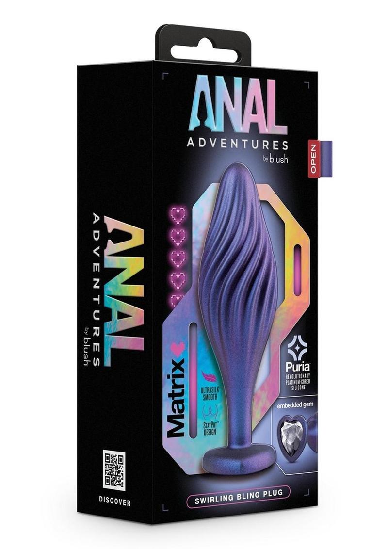 Tapón de silicona Anal Adventures Matrix Swirling Bling - Azul zafiro