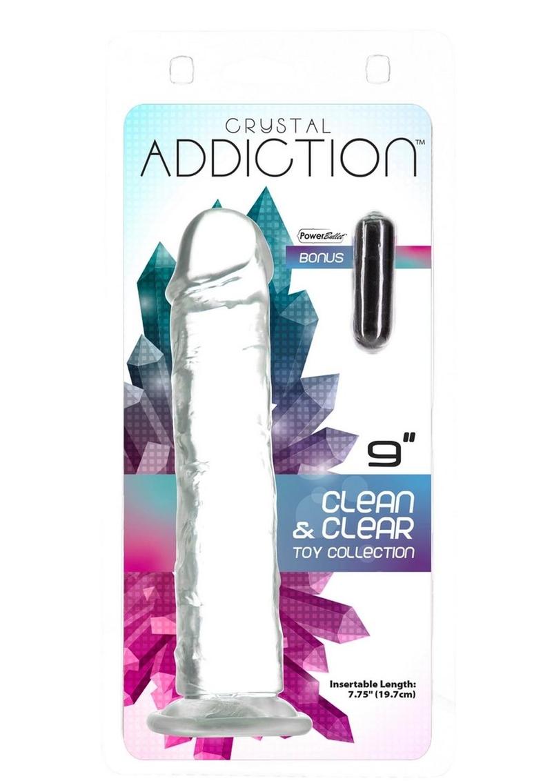 Pene vibrador vertical Addiction Crystal Addiction de 23 cm - Transparente