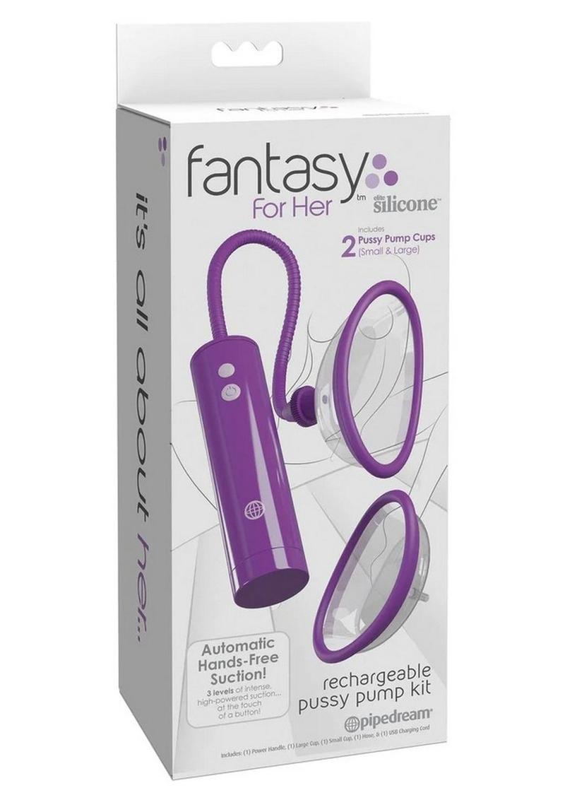 Kit de bomba de placer recargable Fantasy For Her con control remoto con cable - Morado/Transparente