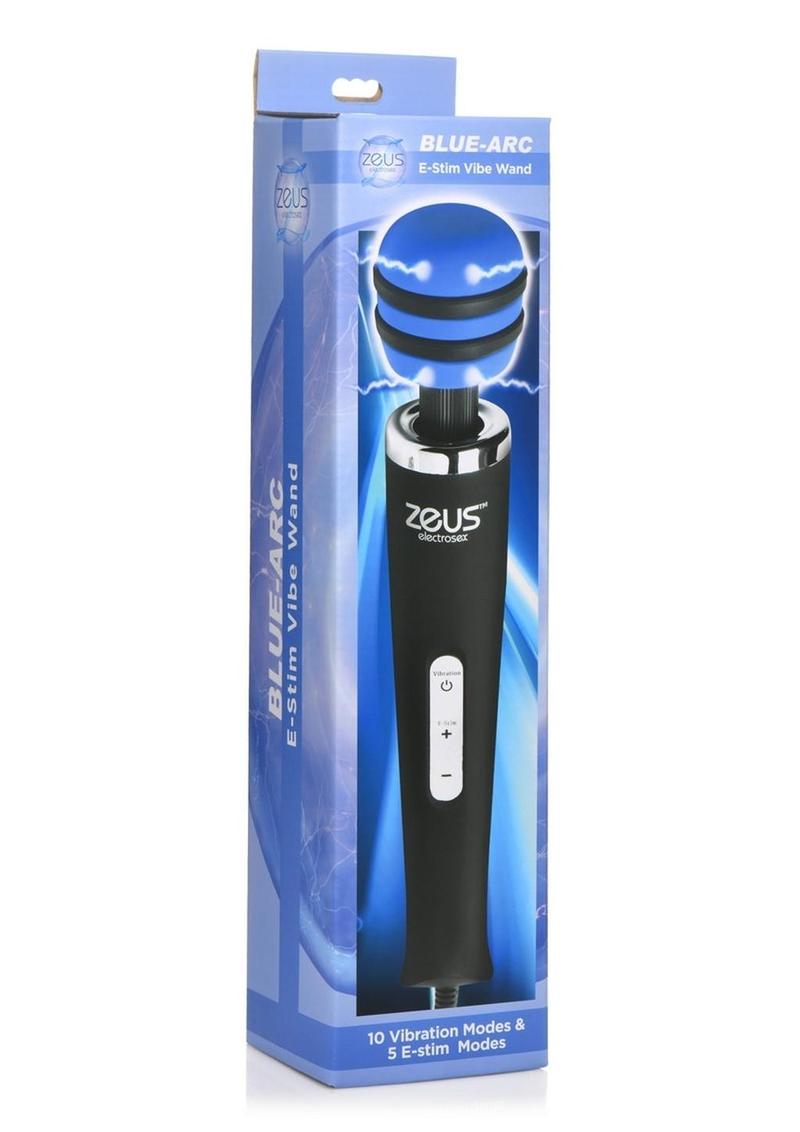 Masajeador vibratorio de silicona Zeus Electrosex E-Stim - Negro/Azul