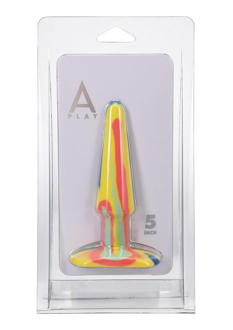 Tapón anal de silicona A-Play Groovy de 12,7 cm - Naranja/Verde azulado