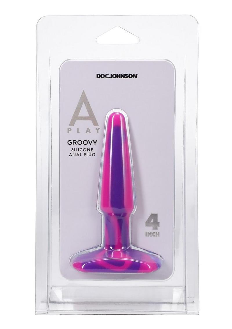 Tapón anal de silicona A-Play Groovy de 10 cm - Fucsia/Magenta