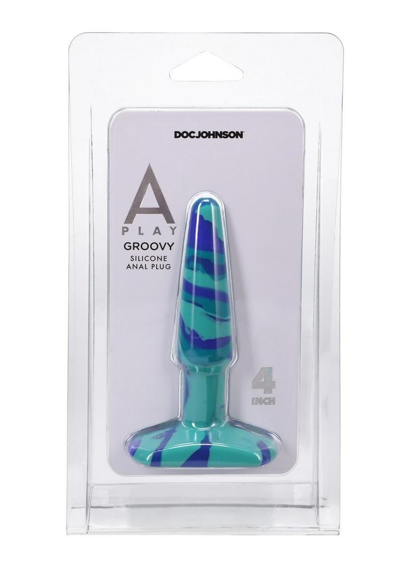 Tapón anal de silicona A-Play Groovy de 10 cm - Azul