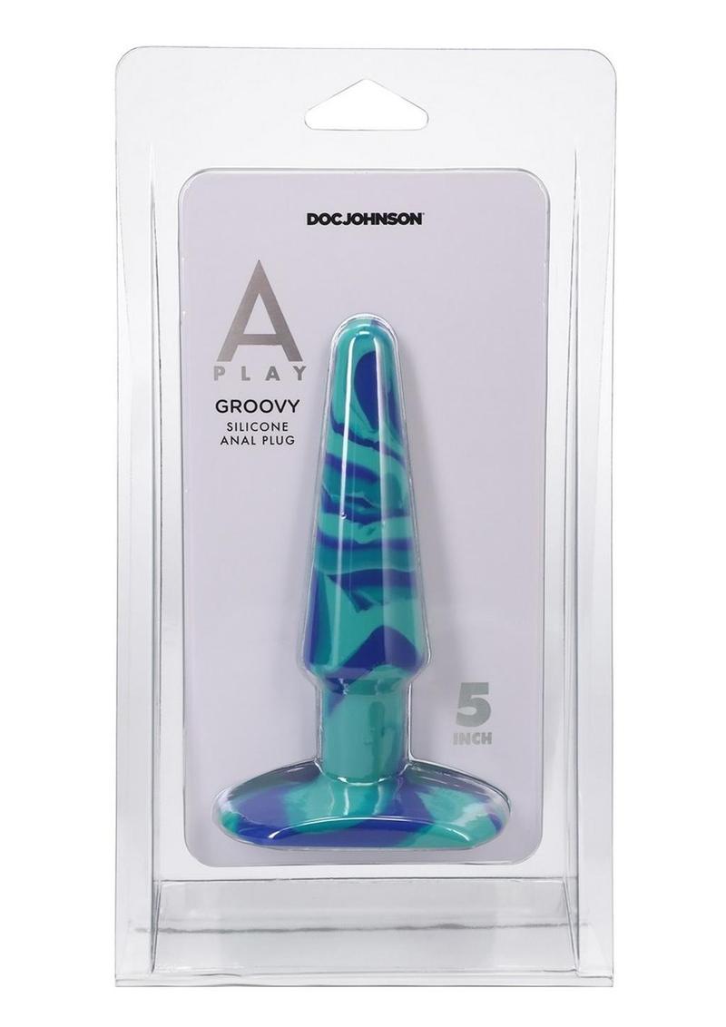 Tapón anal de silicona A-Play Groovy de 12,7 cm - Azul