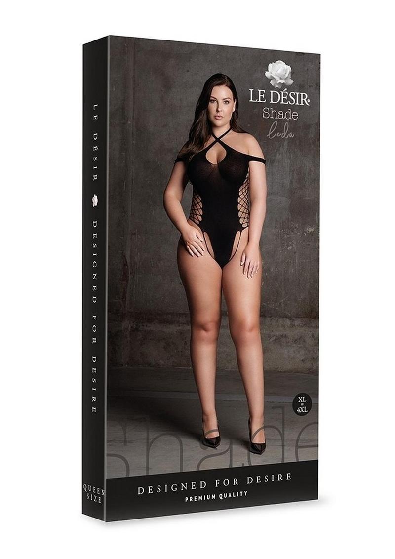 Body Le Desir Shade Leda XIII con escote cruzado y tirantes al descubierto - Talla Queen - Negro