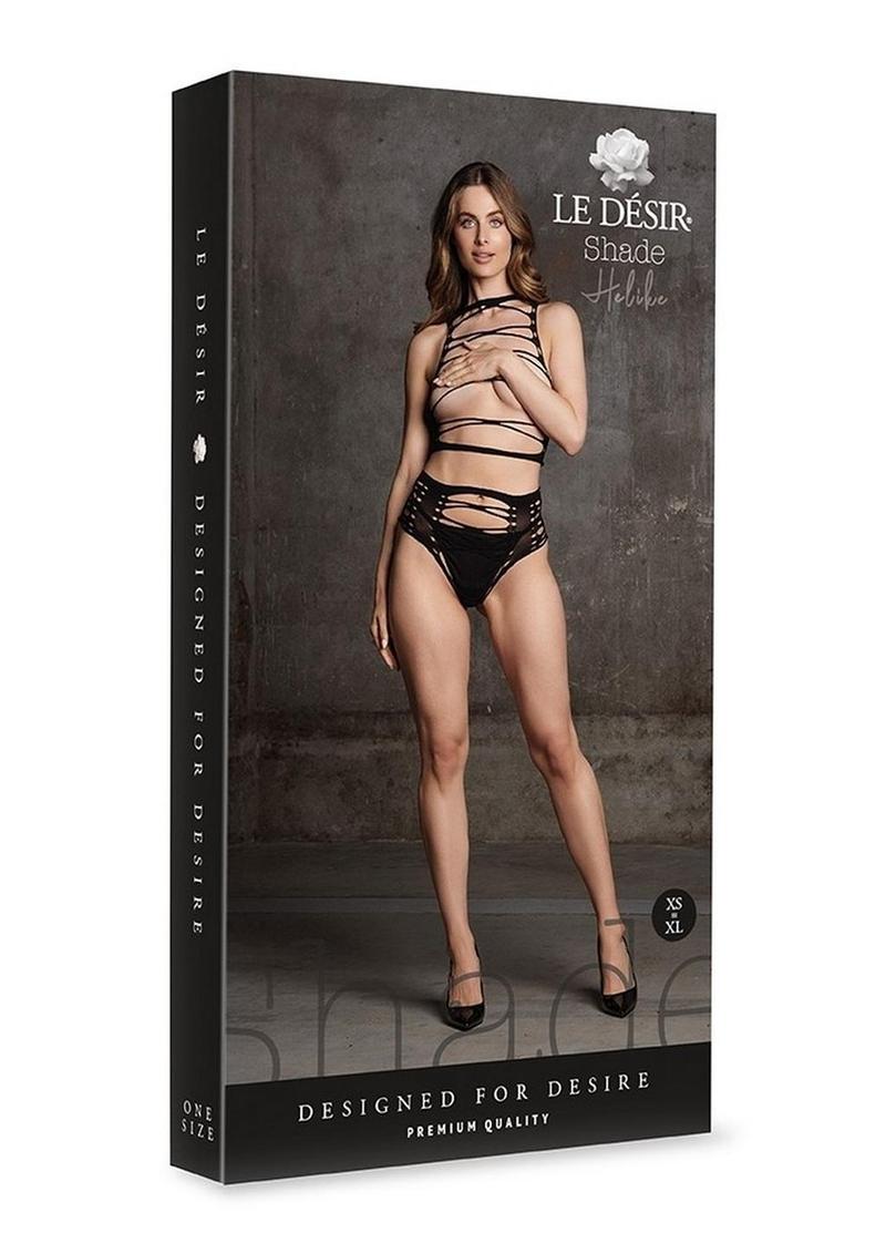 Traje de baño de dos piezas Le Desir Shade Helike XLV con copas abiertas, top corto y braguita - Talla única - Negro