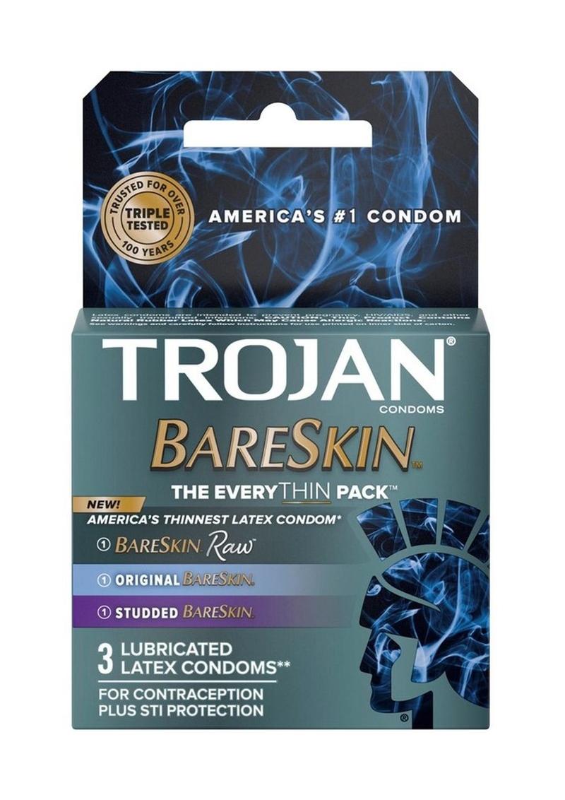 Condones de látex lubricados Trojan Bareskin EveryTHIN (paquete de 3)
