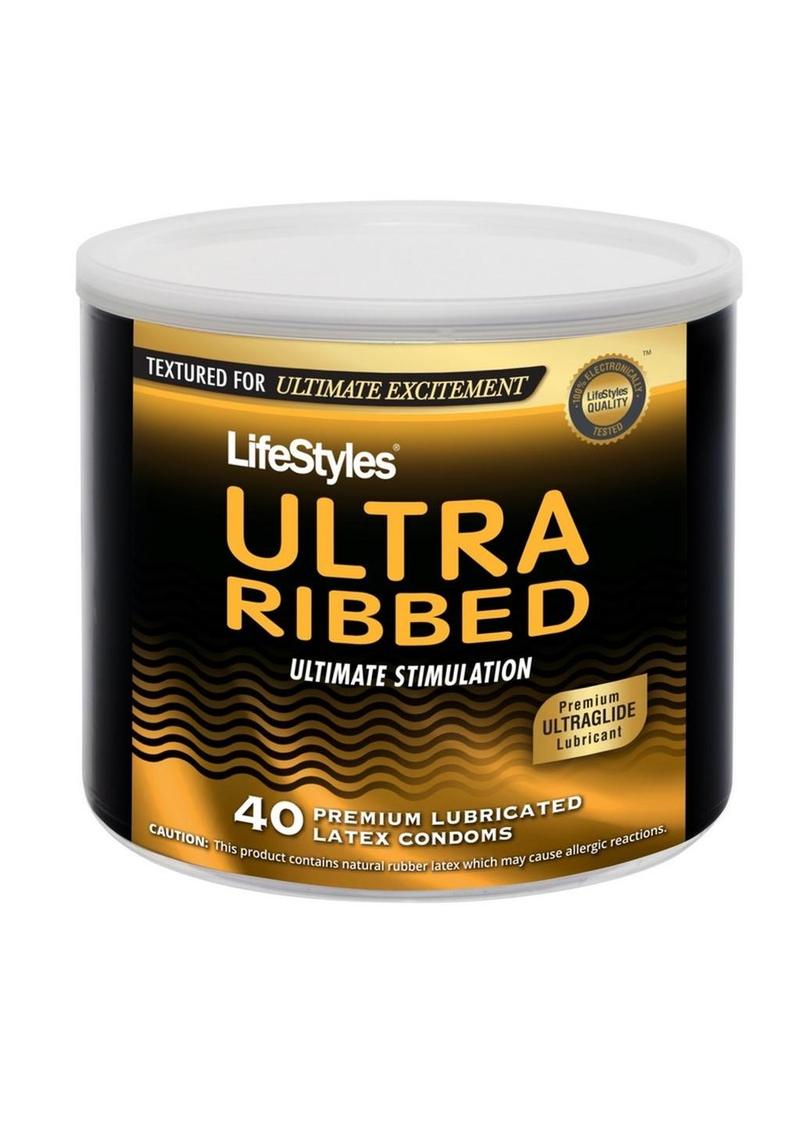 Tazón de 40 condones Lifestyles Ultra Ribbed