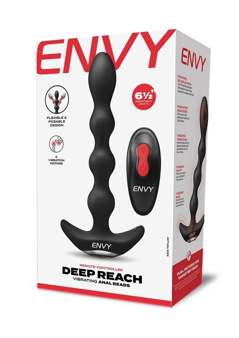 Envy Toys Deep Reach - Bolas anales vibratorias de silicona recargables con control remoto - Negro