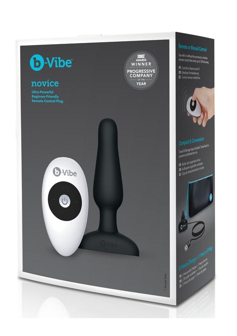 Tapón anal de silicona recargable B-Vibe Novice Plug con control remoto - Negro