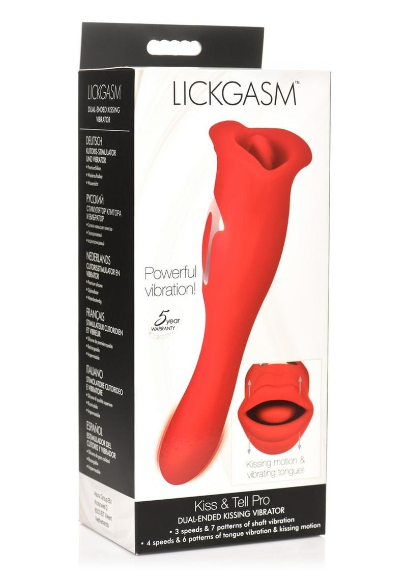 Vibrador de clítoris recargable de silicona con doble punta Lickgasm Kiss and Tell Pro - Rojo