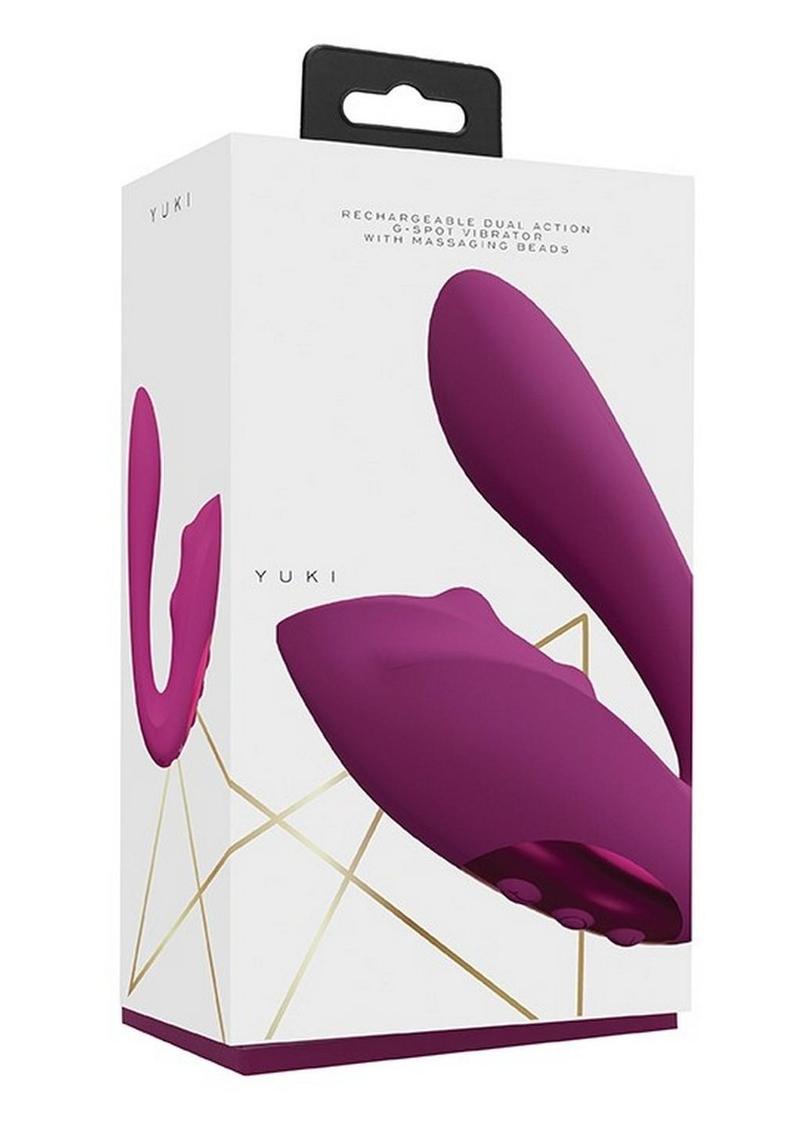 Vibrador de punto G recargable Vive Yuki con doble motor y perlas masajeadoras - Rosa
