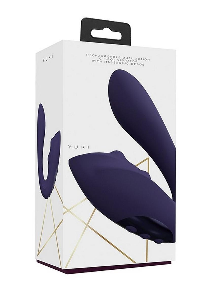 Vibrador de punto G recargable Vive Yuki con motor dual y perlas masajeadoras - Morado