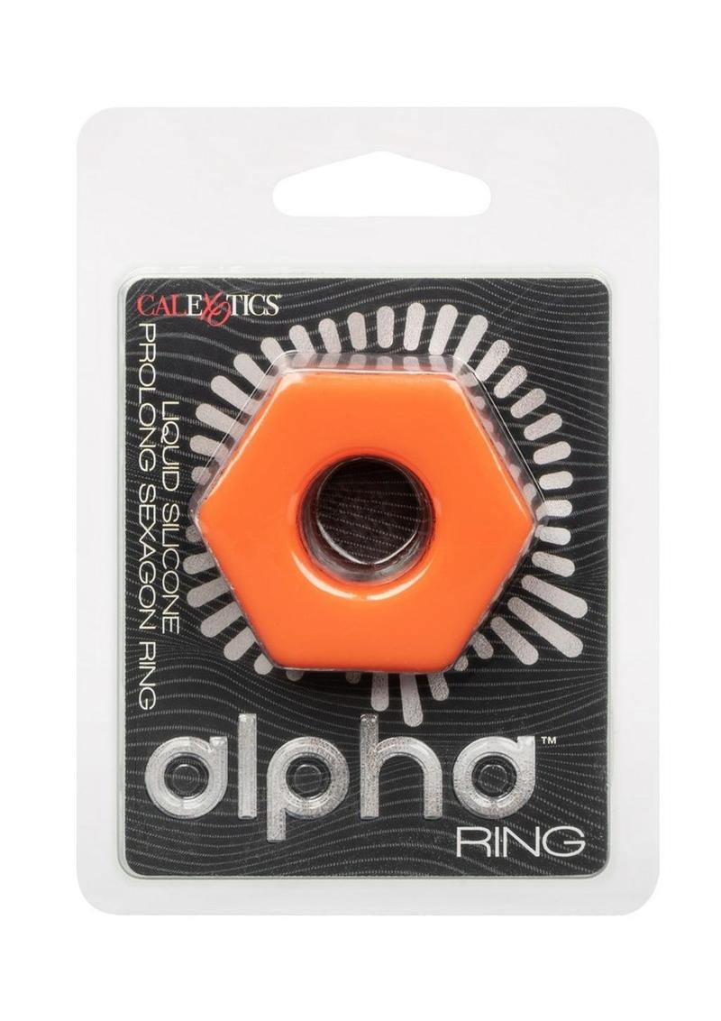 Anillo para el pene Alpha Liquid Silicone Prolong Sexagon - Naranja